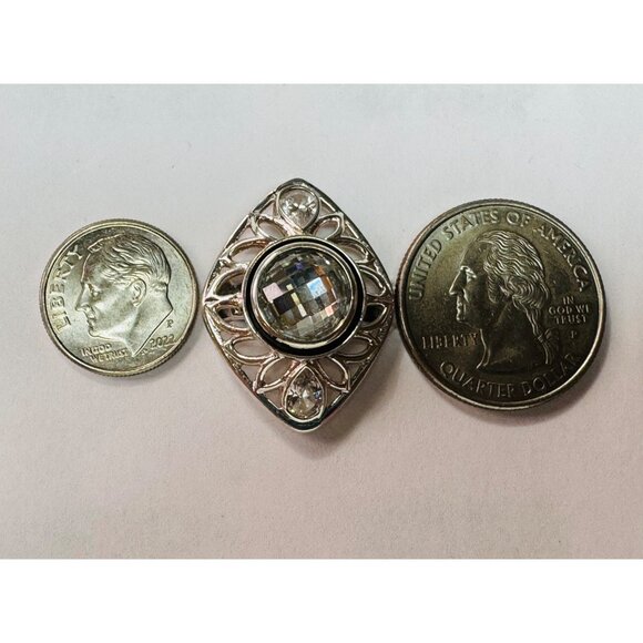 Sterling Silver 925 Cubic Zirconia Filigree Statement Finger Ring, Size 7, Estat - Picture 7 of 9